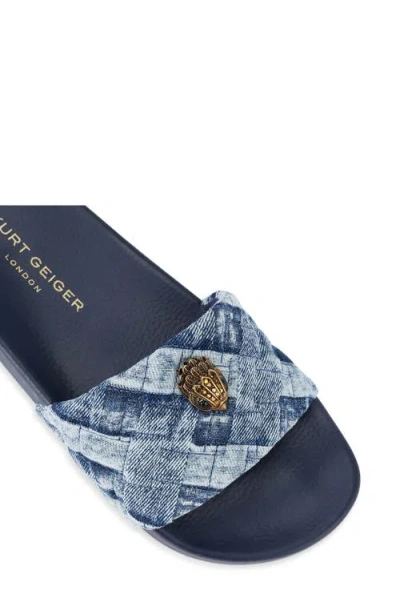 Kurt Geiger Denim Meena Eagle Slides In Navy