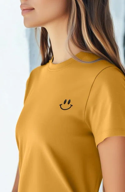Dalix Smile Face Tee In Mustard