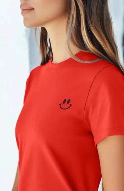 Dalix Smile Face Tee In Poppy Red
