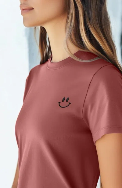 Dalix Smile Face Tee In Mauve