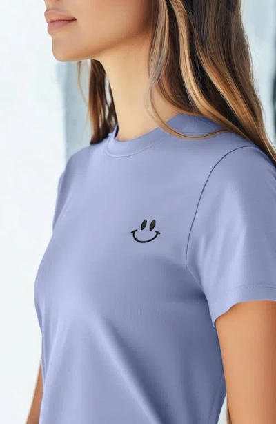 Dalix Smile Face Tee In Lavender Blue