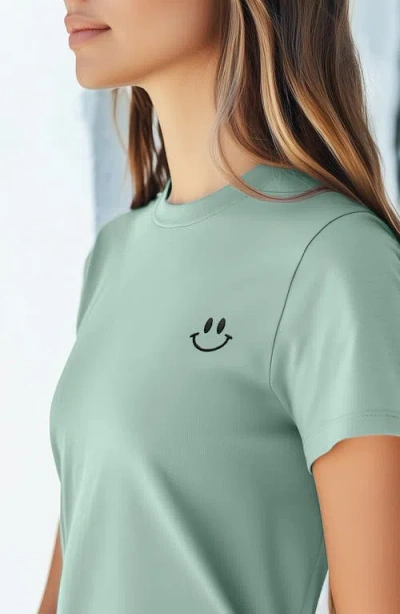 Dalix Smile Face Tee In Dusty Blue