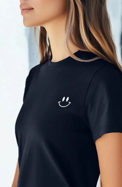 Dalix Smile Face Tee In Navy Blue