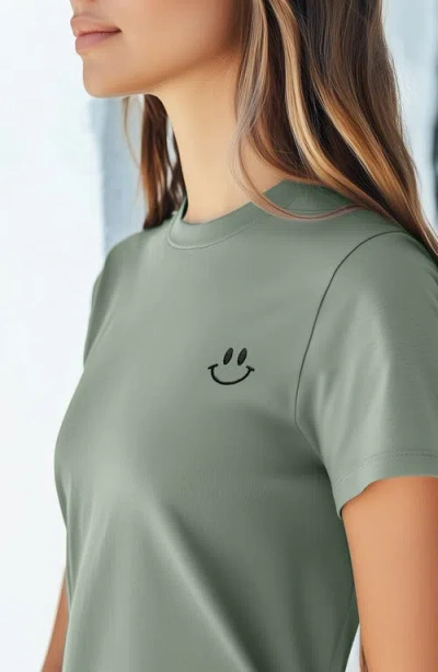 Dalix Smile Face Tee In Sage