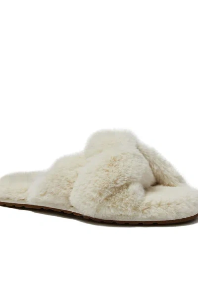 Lands' End Fluffy Slide House Slippers In Natural