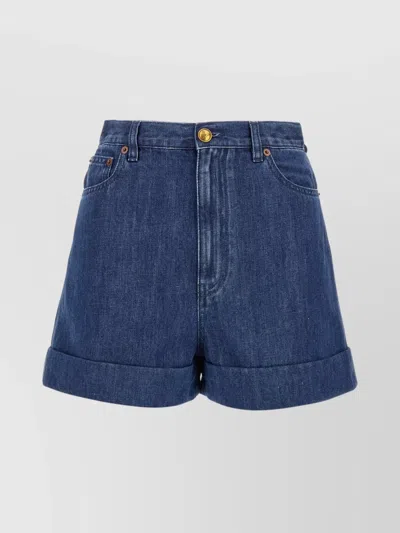 Valentino Denim Shorts With Back Pockets And Belt Loops