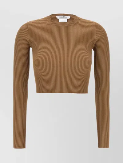 Max Mara Arcella Stretch Viscose Crepe Rib Top In Brown