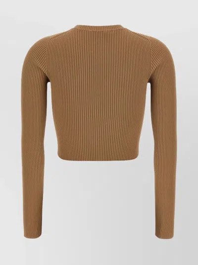 Max Mara Arcella Stretch Viscose Crepe Rib Top In Brown