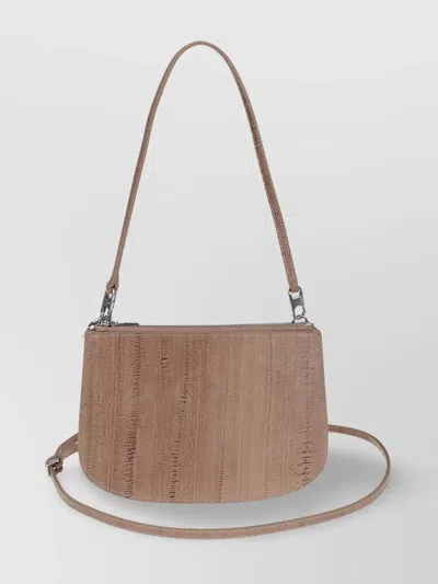 Diesel Italian Leather Cross-body Bag With Eel Skin Effect In Brown