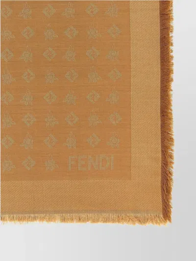 Fendi Monogram Square Shawl Fringed Edges