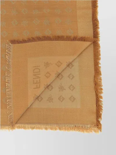 Fendi Monogram Square Shawl Fringed Edges
