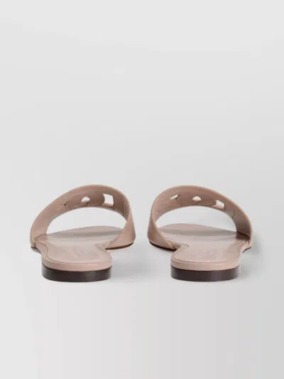 Dolce & Gabbana Bianca Calfskin Flat Slides In Pink