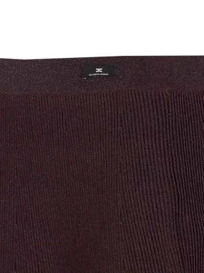 Elisabetta Franchi Ribbed Texture Midi Skirt With Sheer Panels