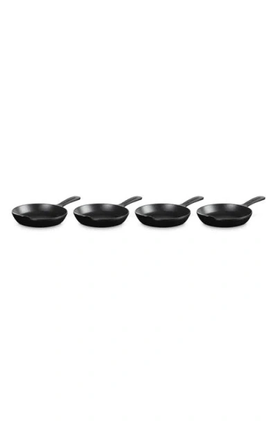 Le Creuset Gourmand Set Of 4 1/3-quart Enamel Cast Iron Skillet In Matte Black