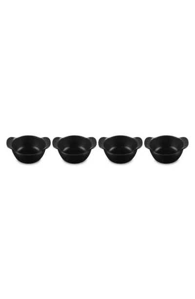 Le Creuset Enameled Cast Iron Mini Round Cocotte, Set Of 4 In Matte Black