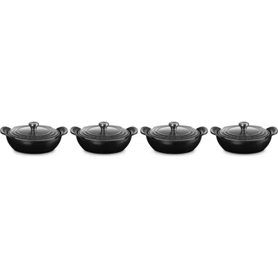 Le Creuset Enameled Cast Iron 4-pc. Covered Mini Round Braiser Set In Matte Black