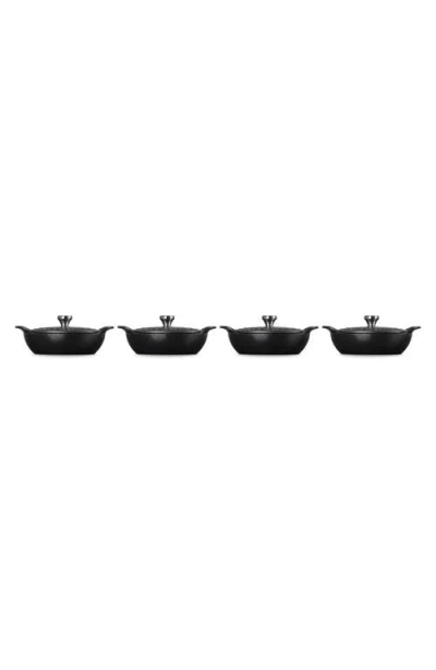 Le Creuset Enameled Cast Iron 4-pc. Covered Mini Round Braiser Set In Matte Black