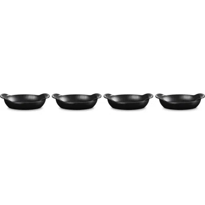 Le Creuset Gourmand Set Of 4 1/3-quart Enamel Cast Iron Oval Baker In Matte Black