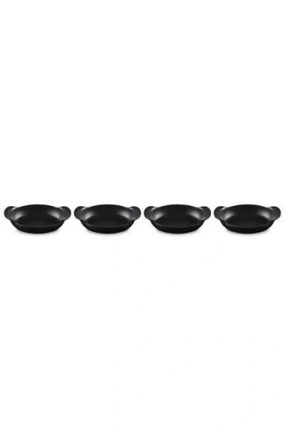 Le Creuset Gourmand Set Of 4 1/3-quart Enamel Cast Iron Oval Baker In Matte Black