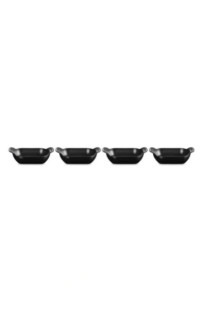 Le Creuset Gourmand Set Of 4 1/3-quart Enamel Cast Iron Rectangular Baker In Matte Black