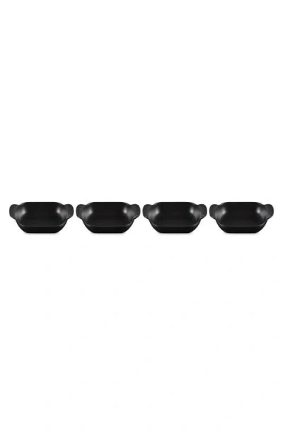 Le Creuset Gourmand Set Of 4 1/3-quart Enamel Cast Iron Rectangular Baker In Matte Black