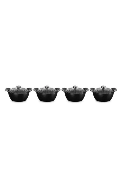 Le Creuset Gourmand Set Of 4 1/3-quart Enamel Cast Iron Cocotte With Lid In Matte Black