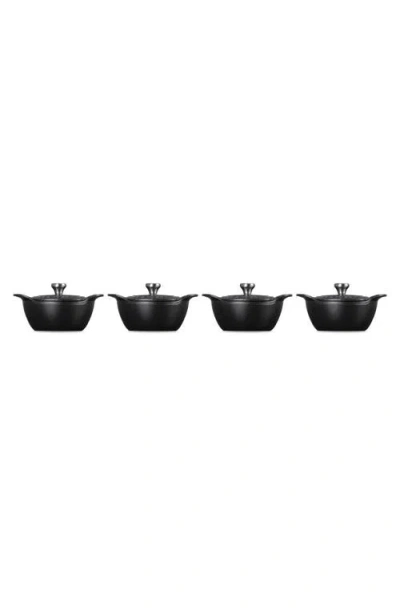 Le Creuset Gourmand Set Of 4 1/3-quart Enamel Cast Iron Cocotte With Lid In Matte Black
