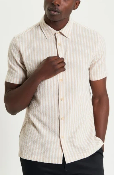Ben Sherman Stripe Seersucker Button-up Shirt In Neutral