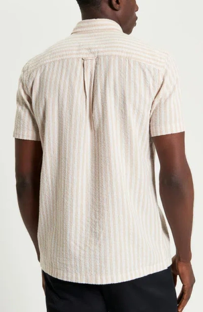 Ben Sherman Stripe Seersucker Button-up Shirt In Neutral