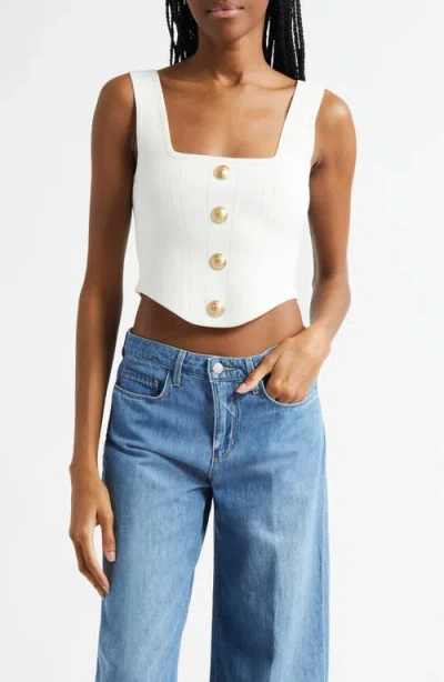L'agence Saga Square-neck Corset Top In Neutral