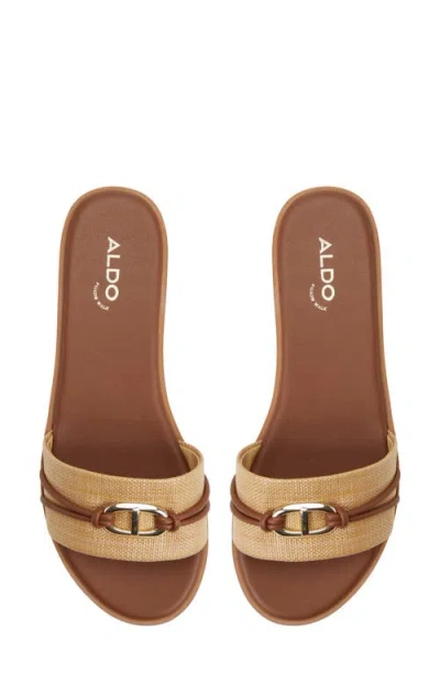 Aldo Women's Vasia Hardware-trim Slide Flat Sandals In Natural