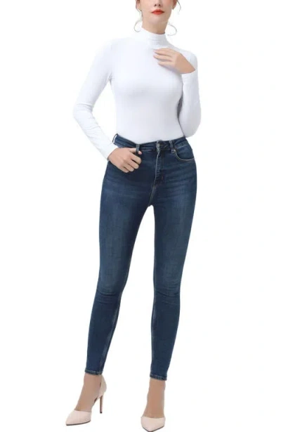 Kimi & Kai Women's Turtleneck Sleeveless Bodysuit In White