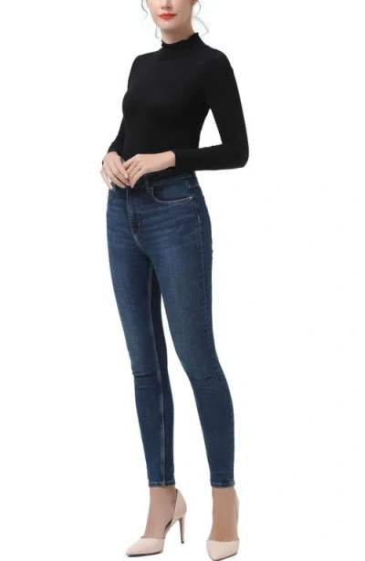 Kimi & Kai Women's Turtleneck Long Sleeve Bodysuit Top In Black