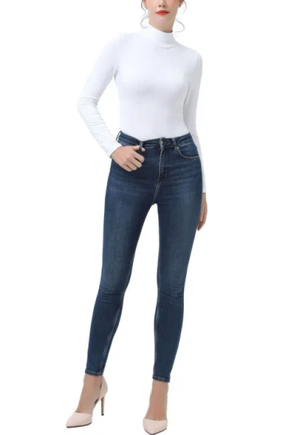 Kimi & Kai Women's Turtleneck Sleeveless Bodysuit In White