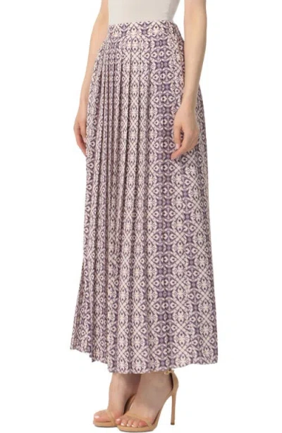 Kimi & Kai Print Box Pleat Maxi Skirt In Plum