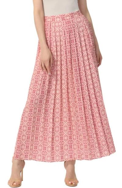 Kimi & Kai Print Box Pleat Maxi Skirt In Rosette