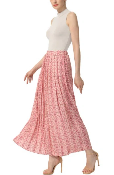 Kimi & Kai Print Box Pleat Maxi Skirt In Rosette