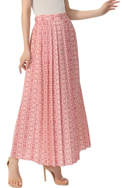 Kimi & Kai Print Box Pleat Maxi Skirt In Rosette