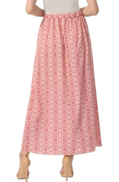 Kimi & Kai Print Box Pleat Maxi Skirt In Rosette