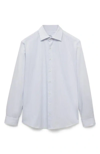 Mango Stripe Cotton Button-up Shirt In Blue