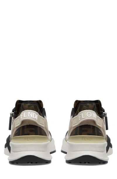 Fendi Beige Leather Sneakers With Ff Motif In Brown