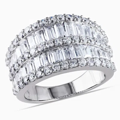 Mimi & Max 6ct Tgw Double Row Baguette Cut Cubic Zirconia Ring Sterling Silver In White