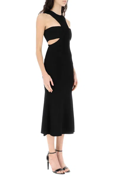 Alexander Mcqueen Ribbed Viscose Dress In Black