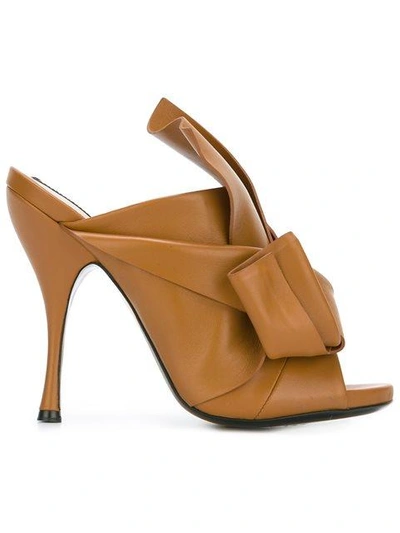 Shop N°21 Bow Mules In Neutrals