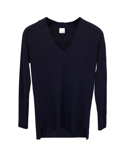 Iris & Ink V-neck Sweater In Navy Blue Cashmere In Blue