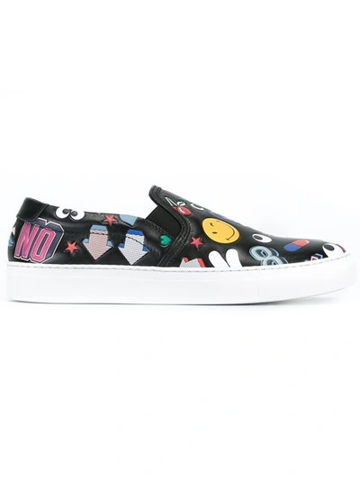 Shop Anya Hindmarch Multi Patch Sneakers - Black