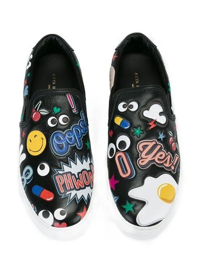 Shop Anya Hindmarch Multi Patch Sneakers - Black