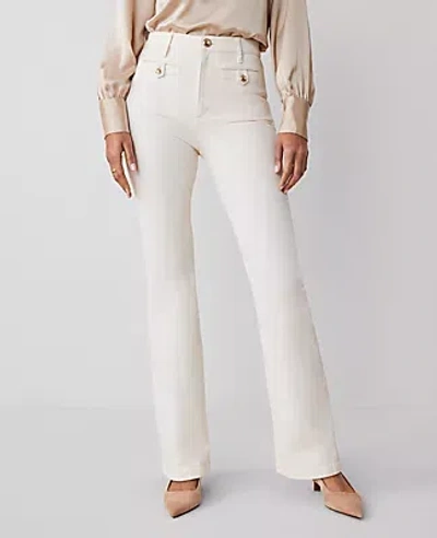 Ann Taylor The Tab Pocket Flare Jean In Ivory