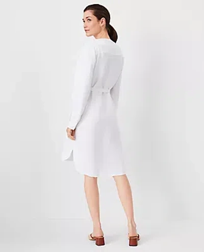 Ann Taylor Petite At Weekend Eyelet Linen Blend Shirtdress In White
