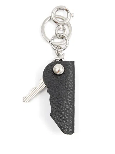 Maison Margiela Leather Keyring In Black